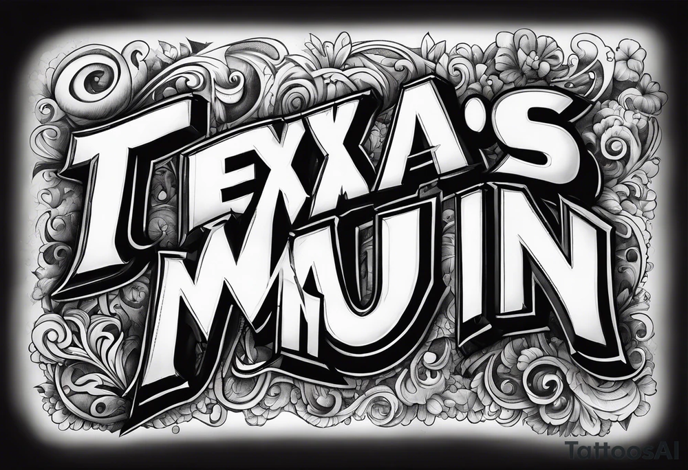 Texas Made in bubble letters tattoo idea