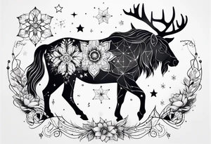 Constellation, animal snow , géométric , flower tattoo idea