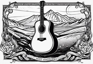 Acoustic Guitar by a campfire with a desert tattoo idea