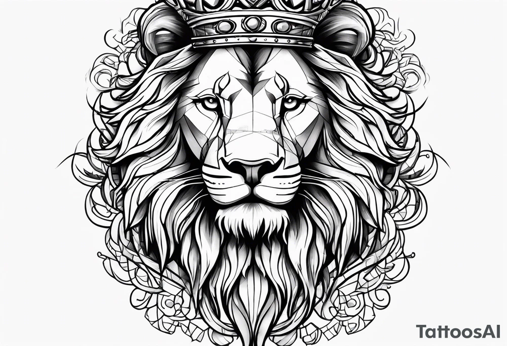 Long Lion crown cross tattoo idea
