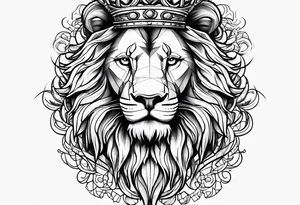 Long Lion crown cross tattoo idea