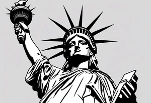 Countour fine line Statue of Liberty crown feminine tattoo idea