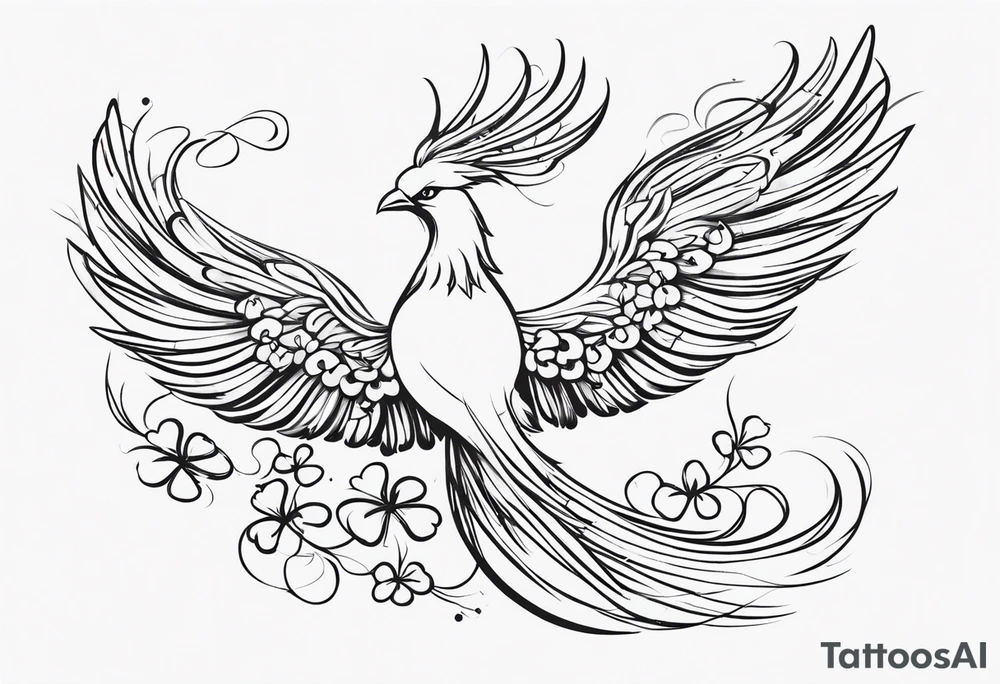 simple pheonix with a tail of shamrocks tattoo idea