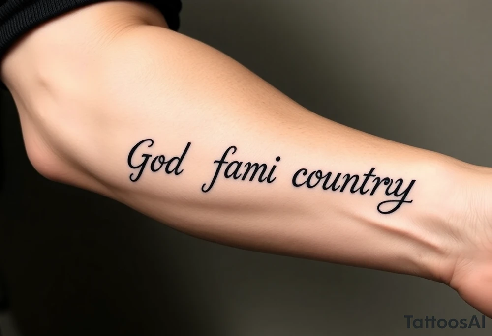 God family country written in Greek tattoo idea