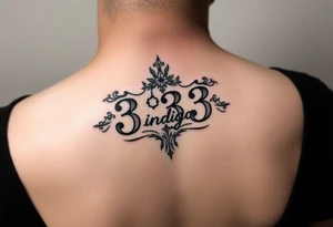 Spiritual number 333 with the name indigo in it small to medium tattoo on neck tattoo idea