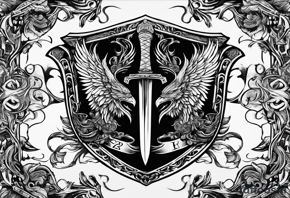 Valhalla steps sword shield axe tattoo idea