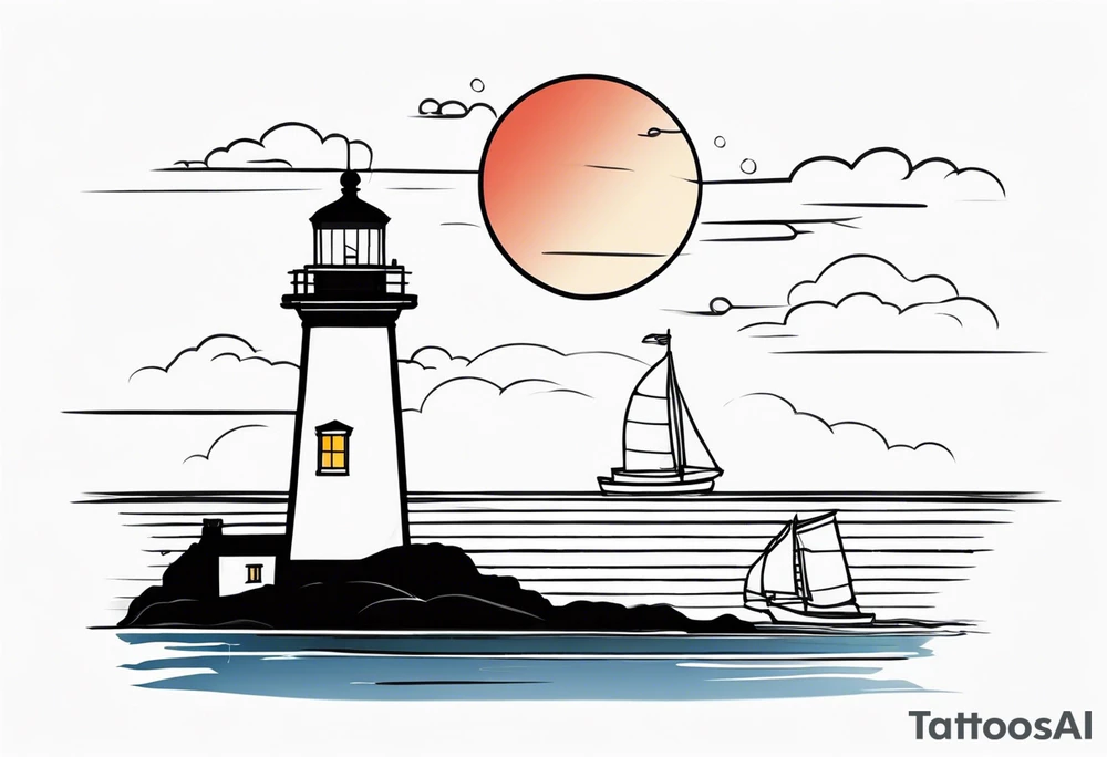 lighthouse evening tattoo idea