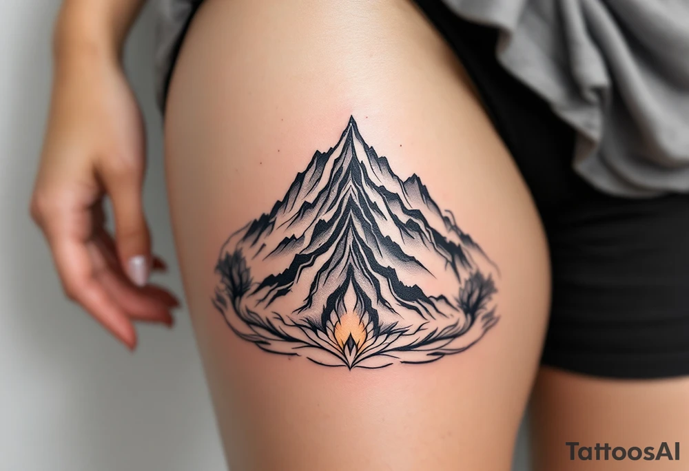 Mount Meru – The cosmic mountain at the center of the universe, often part of traditional Tibetan art. tattoo idea