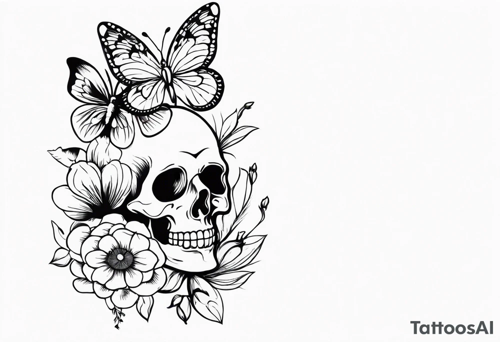 Life to death sleeve with butterflies and flowers tattoo idea