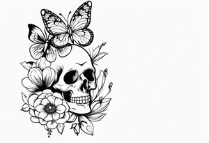 Life to death sleeve with butterflies and flowers tattoo idea