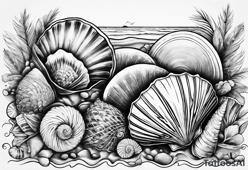 beachy seashells tattoo idea