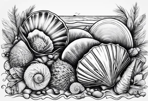 beachy seashells tattoo idea