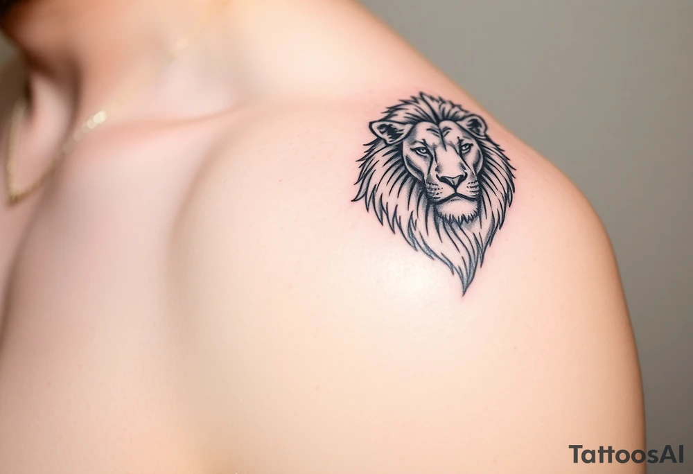 lion on the shoulder tattoo idea