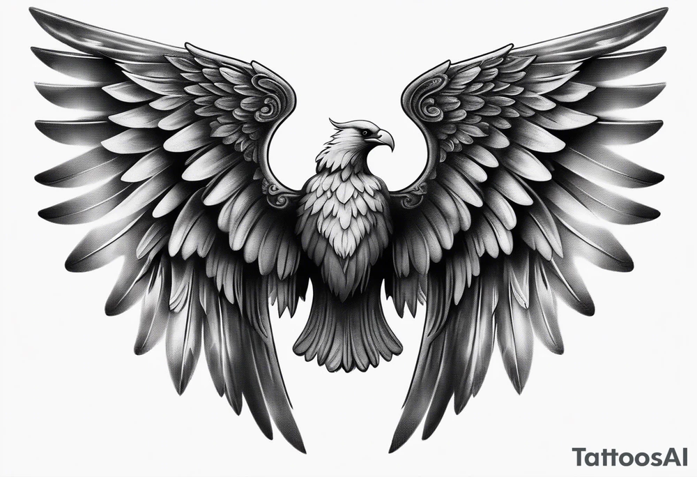 Angel Wings with the word Glenn in between tattoo idea Angel Wings with the word Glenn in between tattoo idea