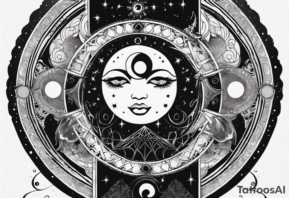 Astrology, Gemini, Natal Chart, angelic, soul mates, vision, planetary, ying yang, the moon, third eye, armband tattoo idea