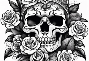 Skull with roses tattoo idea