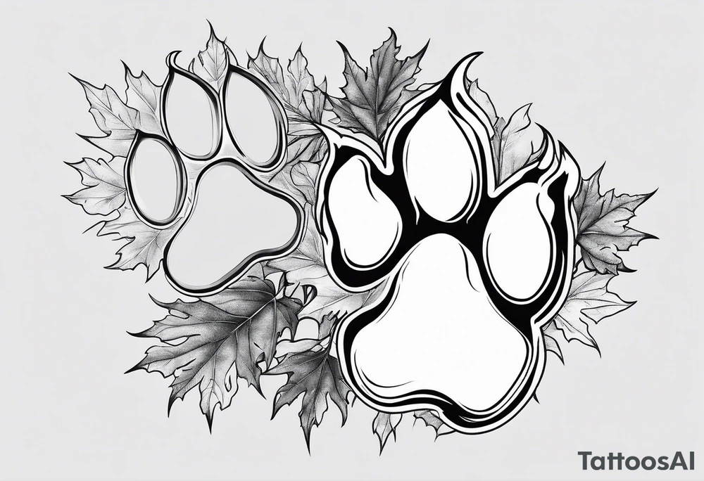 maple, dog paw print tattoo idea