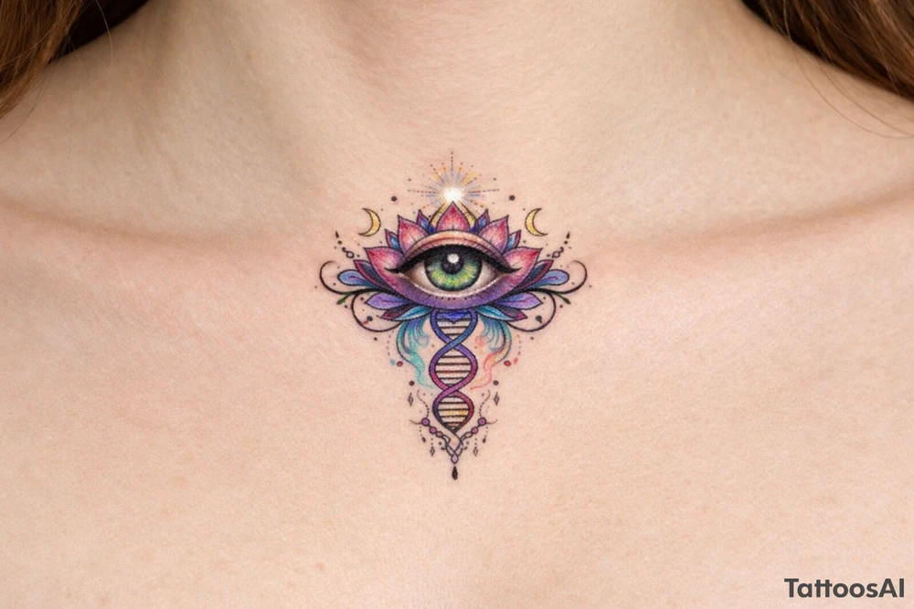 dna or conciousness under breast tattoo third eye tattoo idea