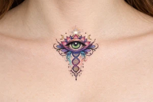 dna or conciousness under breast tattoo third eye tattoo idea
