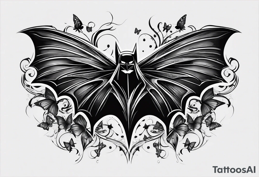 Small Batman symbol with butterflies all around it for a forearm tattoo tattoo idea