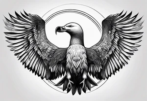 flying giant albatross symmetrical, circle background tattoo idea