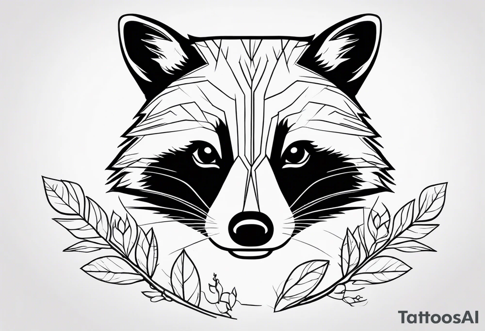 Raccoon in nature tattoo idea