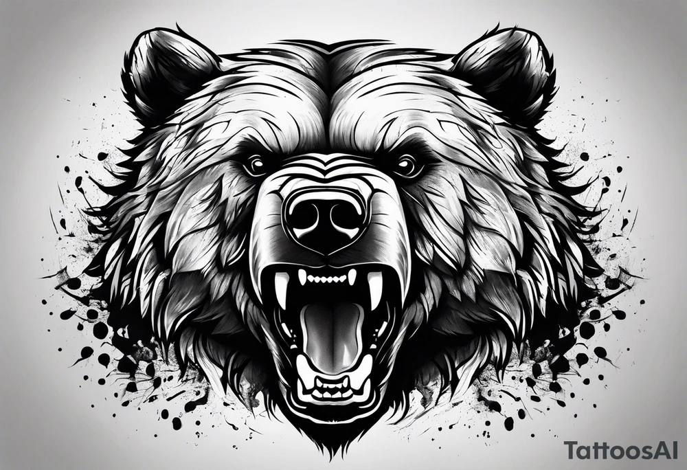 angry bear tattoo idea