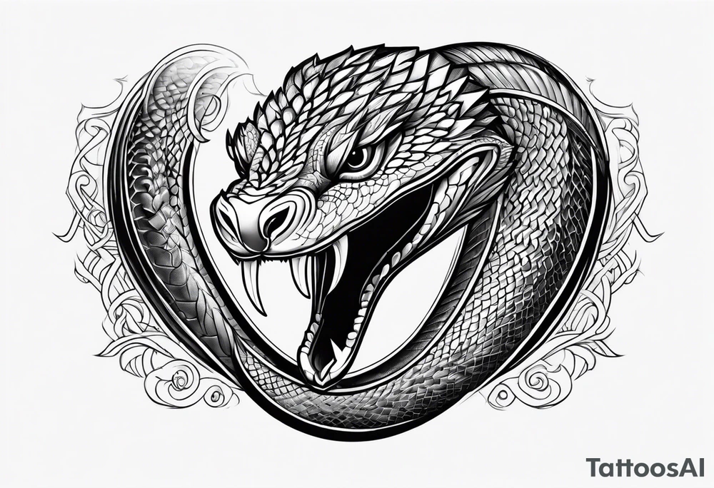 Snake long mouth open powerful tattoo idea