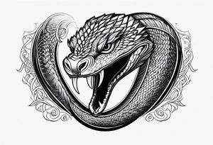 Snake long mouth open powerful tattoo idea