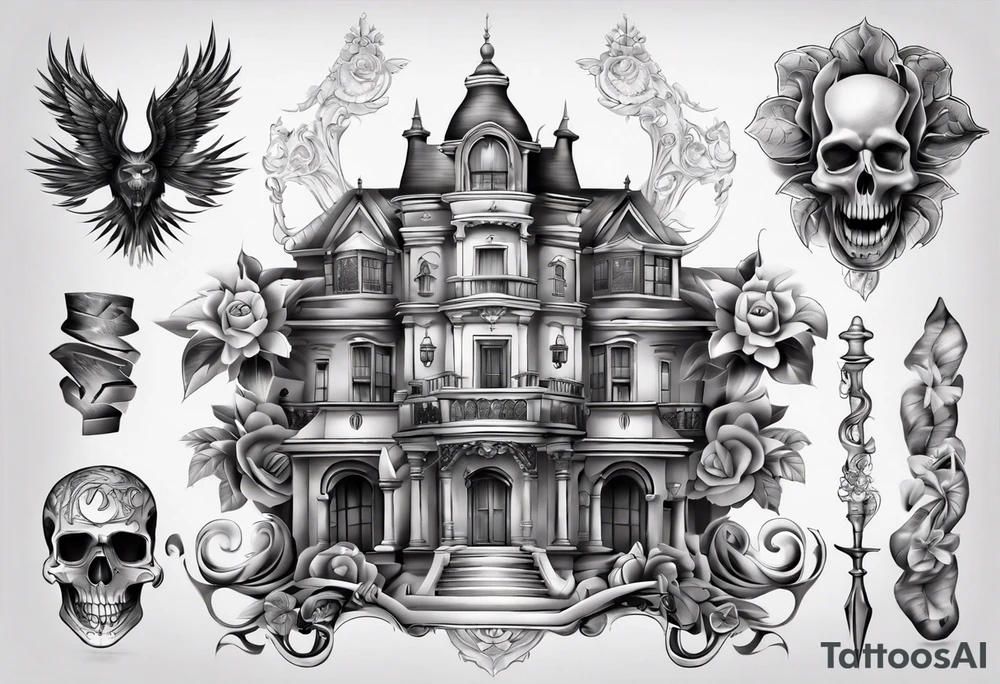 luxury villa tattoo idea