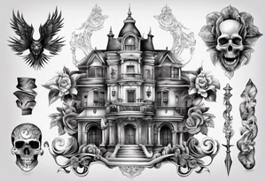 luxury villa tattoo idea