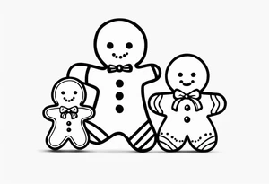 GINGERBREAD MAN WITH SNOMAN tattoo idea