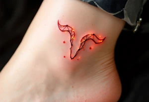 This celestial Aries design connects gold stars constellation with glowing red lines to emphasize the zodiac’s fiery essence. tattoo idea
