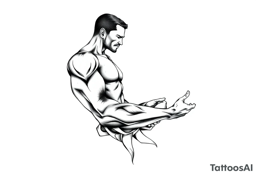 Meditating black figure tattoo idea
