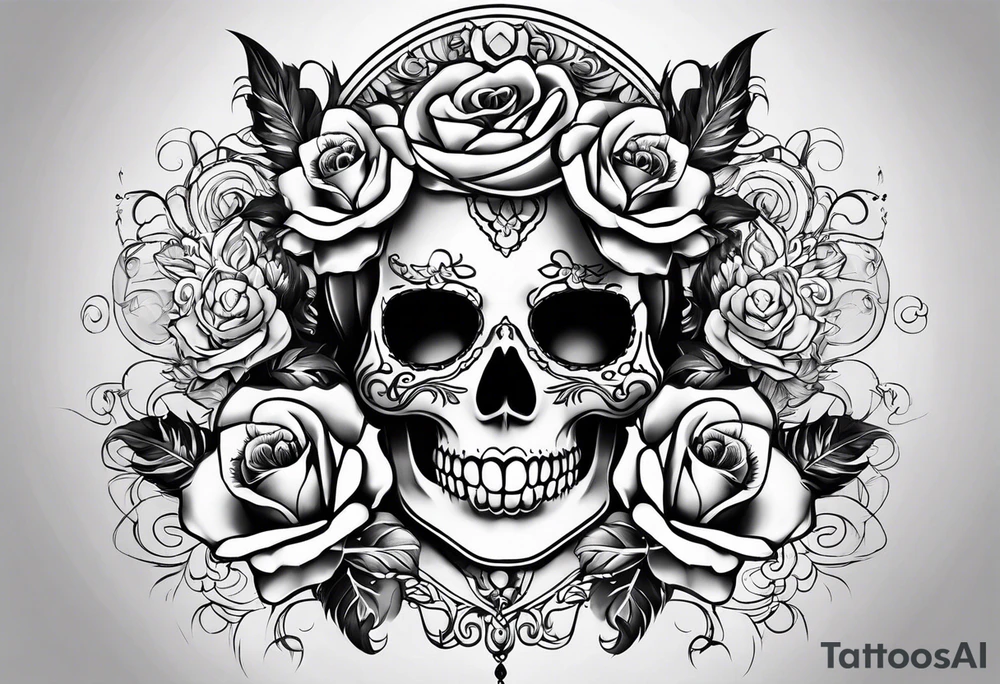 lady skull tattoo idea