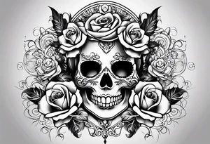 lady skull tattoo idea