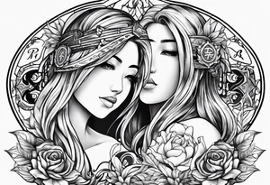 Virgo and Sagittarius zodiac signs with letter RR and date September 11 tattoo idea
