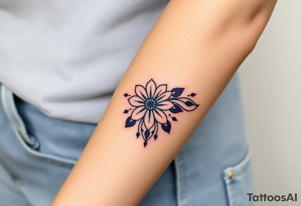 simple with Purple Hearts with yellow daisy. tattoo idea