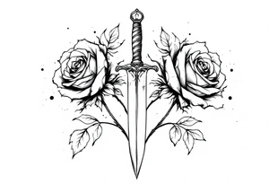 Roses with a dagger through them tattoo idea