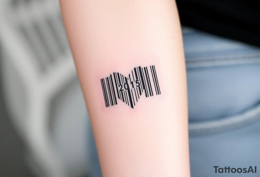 barcode with the numbers forming a hidden heart shape, symbolizing encoded love tattoo idea