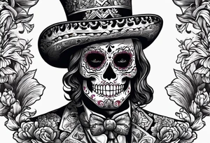 Mexico day of dead  man standing
 skeleton drink tattoo idea