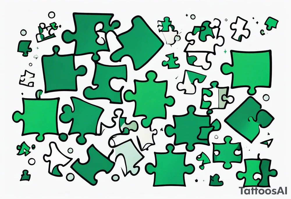 Emerald color Puzzle pieces tattoo idea