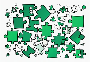 Emerald color Puzzle pieces tattoo idea