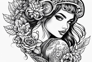 Girl roller skating tattoo idea