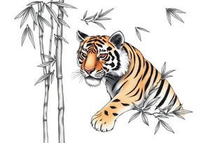 a cleverly hidden tiger, hard to see
in the bamboo forest tattoo idea