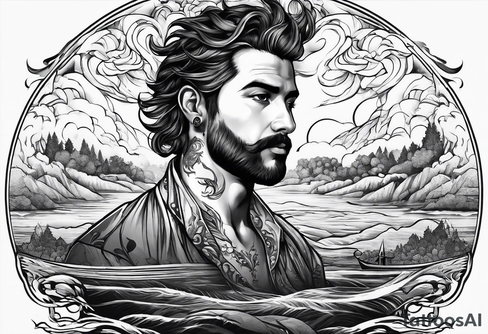 man with multiple voices in his head turning into a river tattoo idea man with multiple voices in his head turning into a river tattoo idea