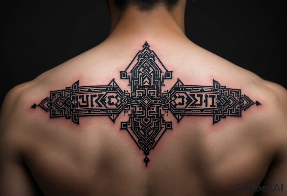 A Sak Yant tattoo is a sacred hand-poked design composed of precise geometric shapes, rows of ancient script, and symbolic imagery such as tigers, Hanuman, or temples, all meticulously arranged to channel protection, strength, and spiritual energy. tattoo idea