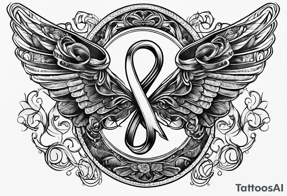 Cancer ribbon chest tattoo tattoo idea