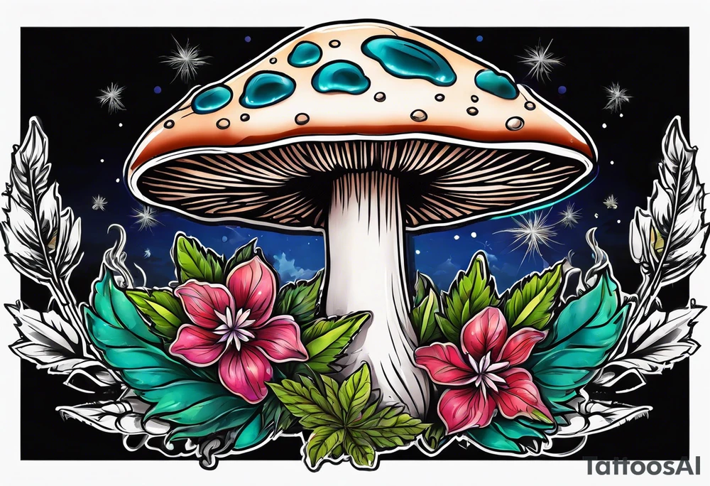 shroom and marijuana tattoo tattoo idea