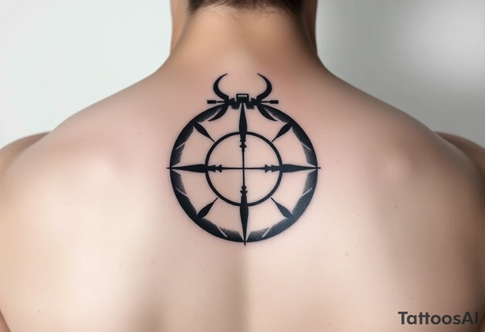 A basketball with a sniper scope reticle 
inside tattoo idea